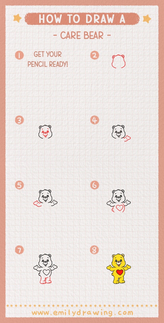 how to draw a care bear pinterest pin